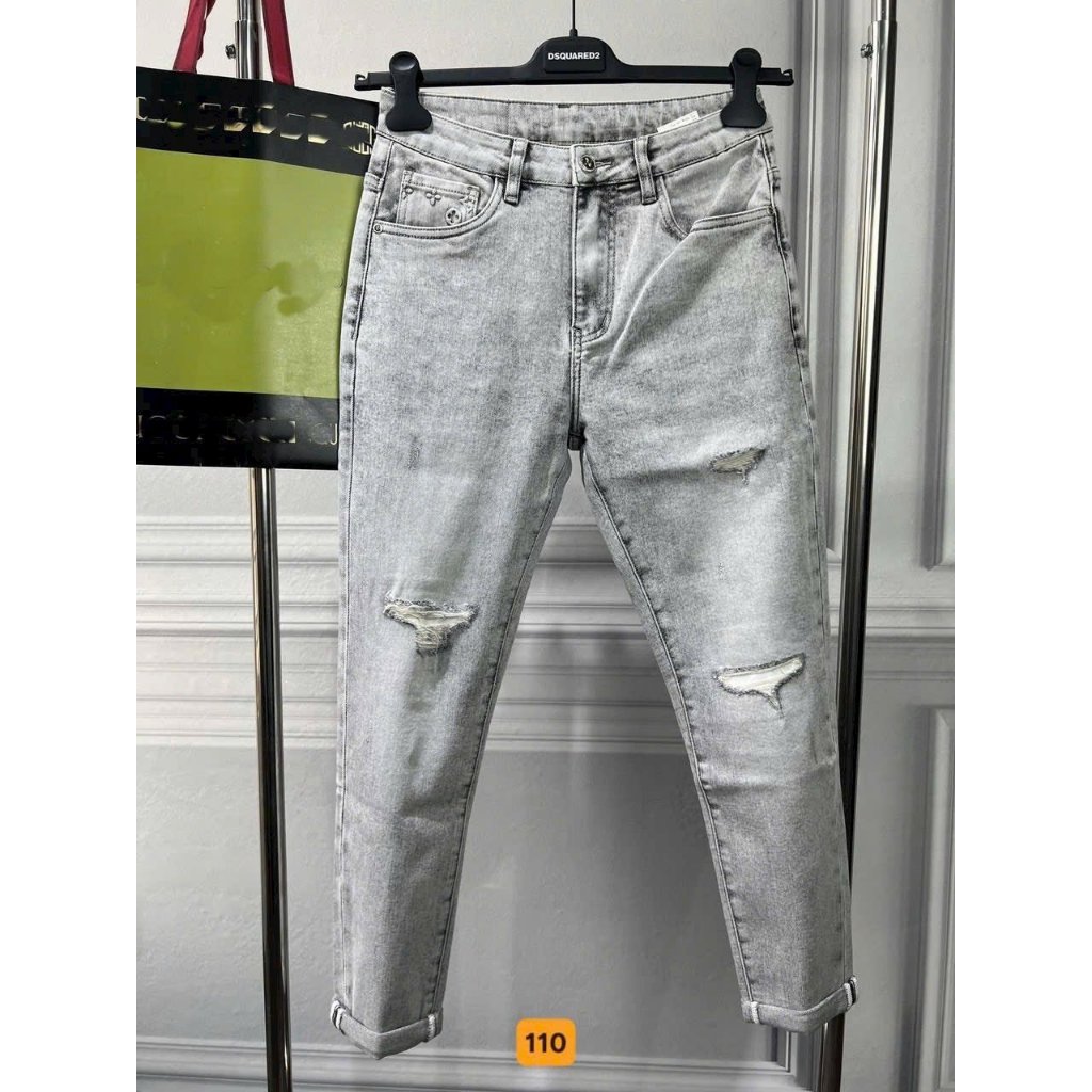 Quần Jean Nam Rách Gối JK110XM Ống Skinny Ôm Màu Xám Bạc Mẫu Mới hót