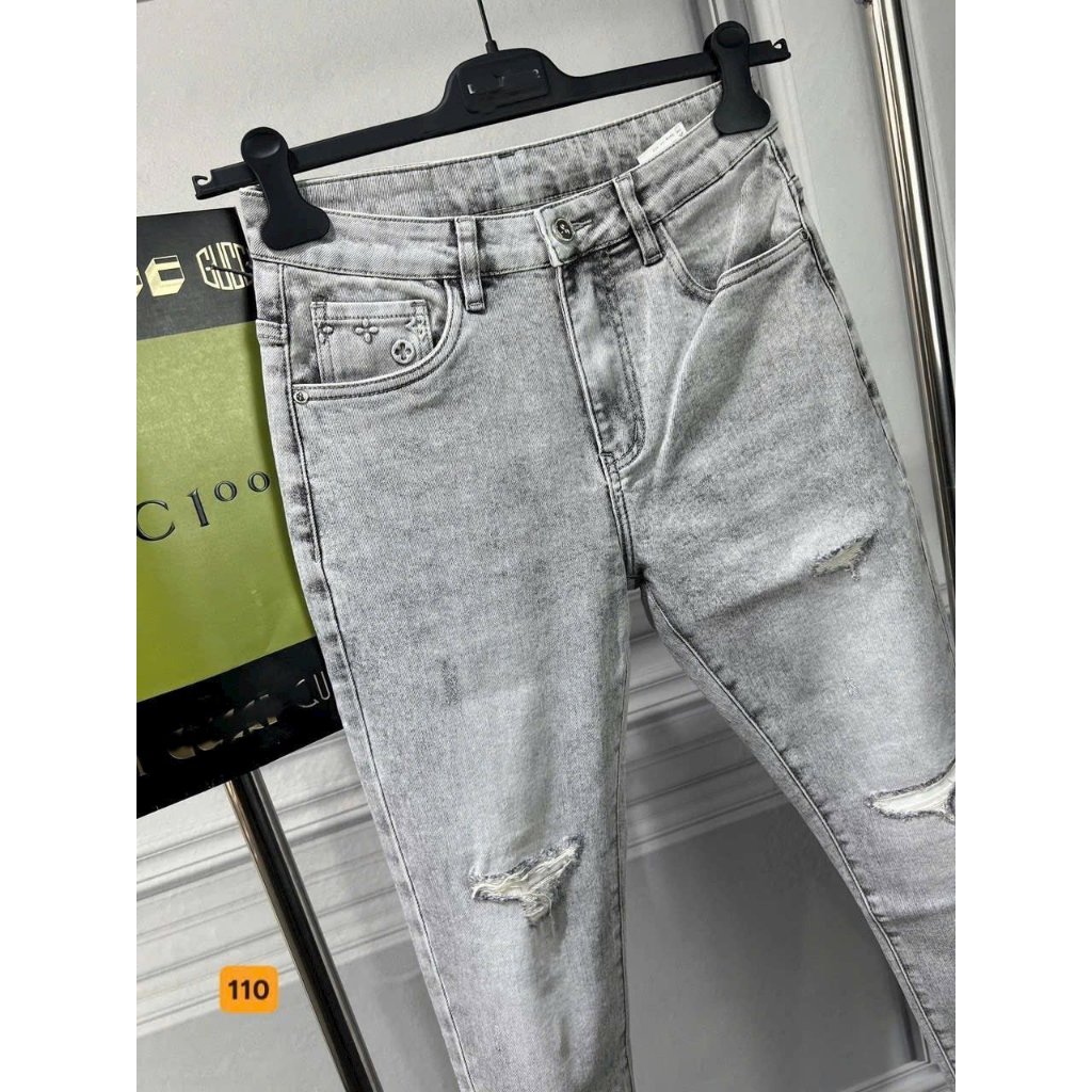 Quần Jean Nam Rách Gối JK110XM Ống Skinny Ôm Màu Xám Bạc Mẫu Mới hót