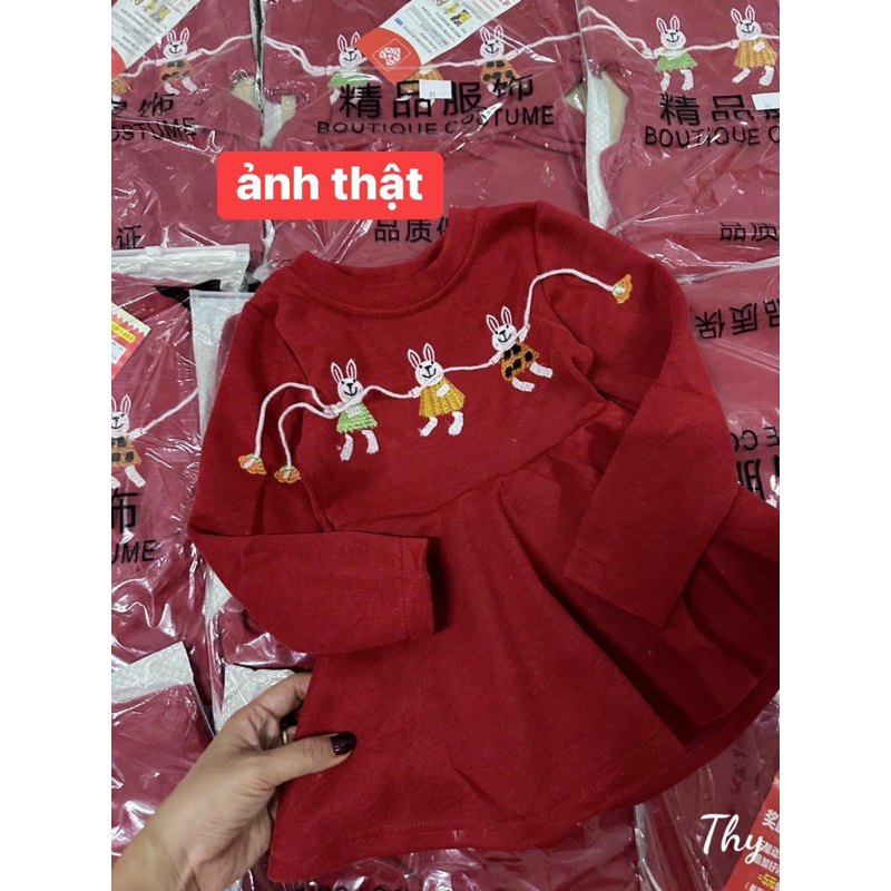 Váy len tăn thêu thỏ sz80-130