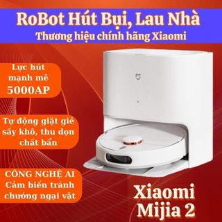 Robot hút bụi lau nhà thông minh Xiaomi Mijia 2 tự động giặt và sấy khô giẻ lau,Robot lau nhà cảm biến tránh chướng ngại