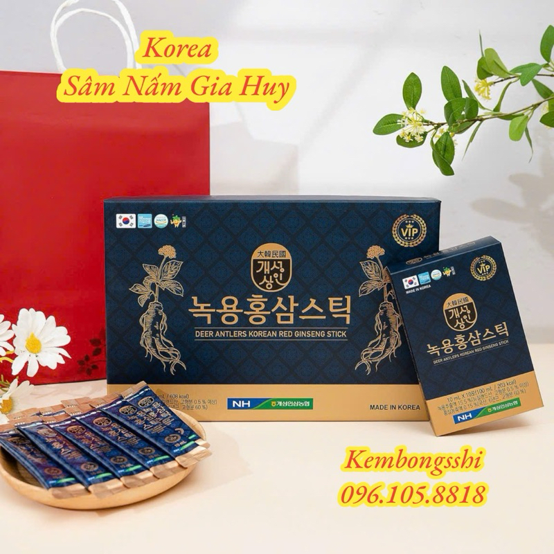 Nước Hồng Sâm Nhung Hươu NONGHUYP Hàn Quốc, Hộp Xanh Than 30 Gói x 10ml