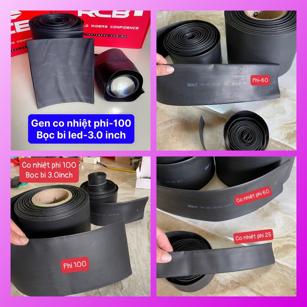 1 mét Gen co nhiệt cỡ to Phi 25-60-100