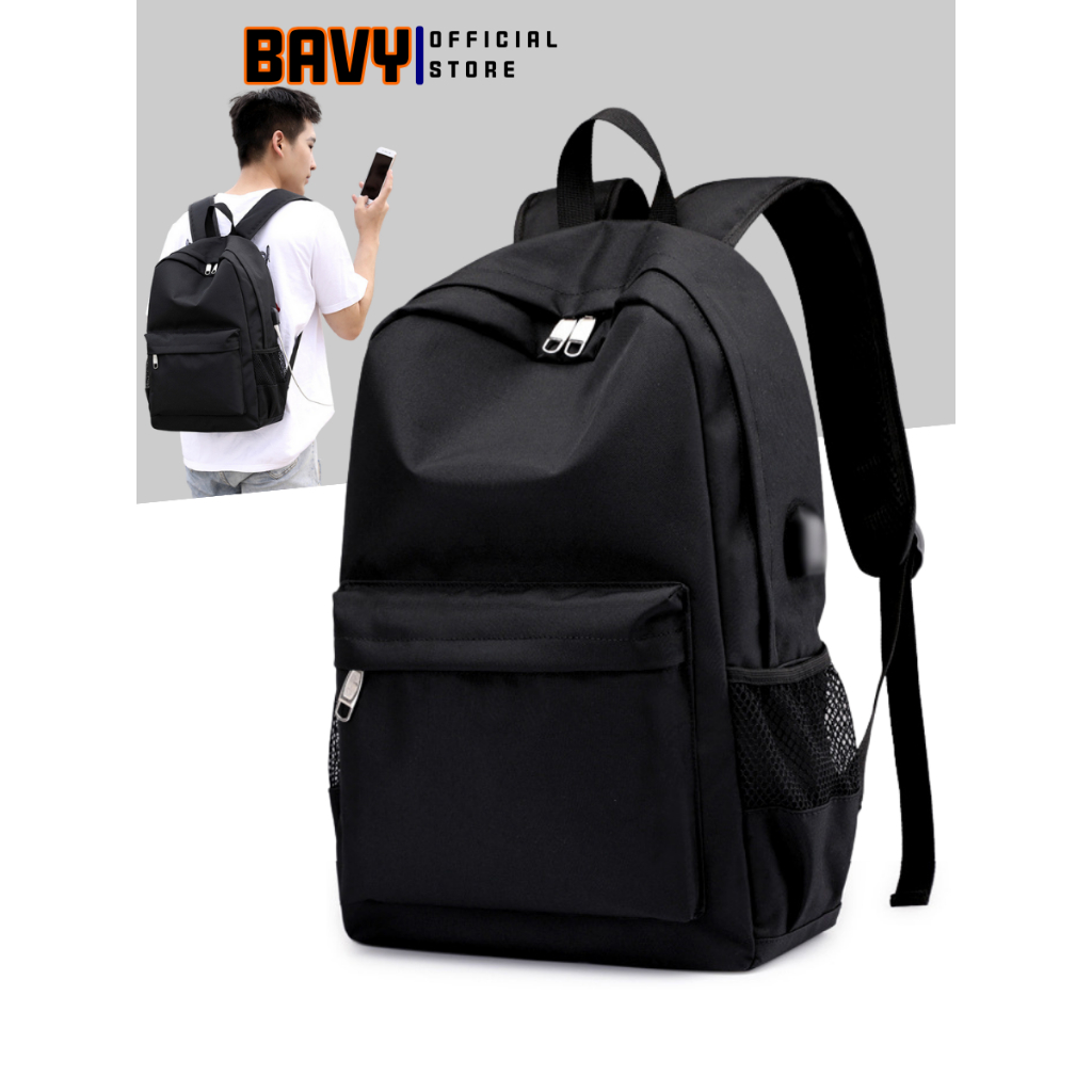 Balo đi học nam nữ đựng laptop vải chống nước thời trang basic Ba Vy FASHION nhiều ngăn cho học sinh sinh viên BL09