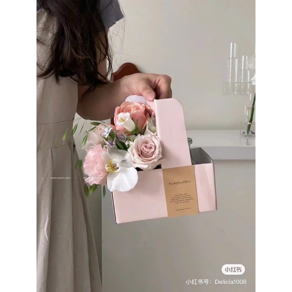Túi giấy 2 ngăn đựng hoa và nước