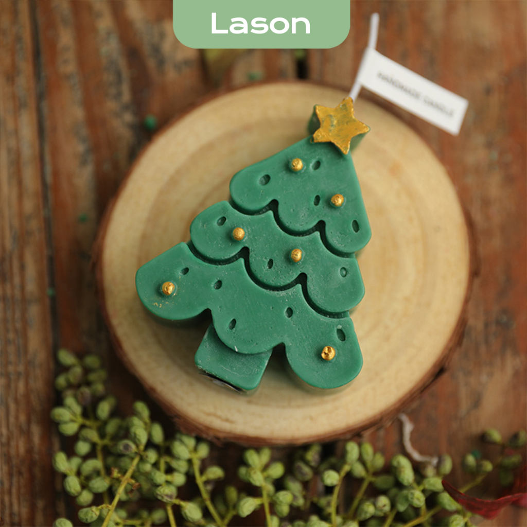 Nến thơm giáng sinh hình cây thông Noel Christmas kèm hộp giấy, quà tặng trang trí cho mùa lễ hội hương thơm dịu nhẹ