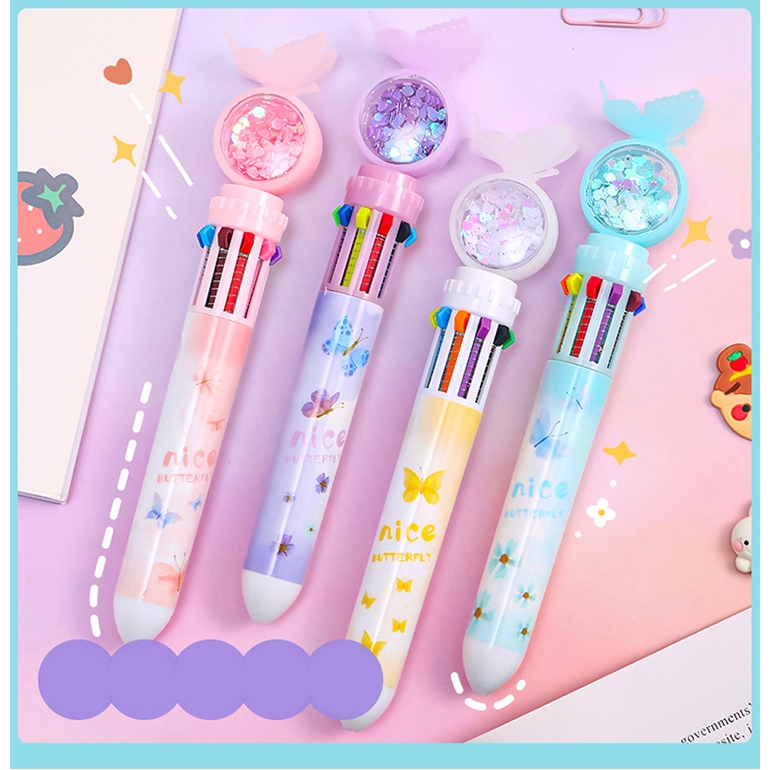 Bút bi cute chủ đề giáng sinh, bút bi nhiều màu dễ thương 10 màu nhiều ngòi đồ dùng học tập văn phòng phẩm