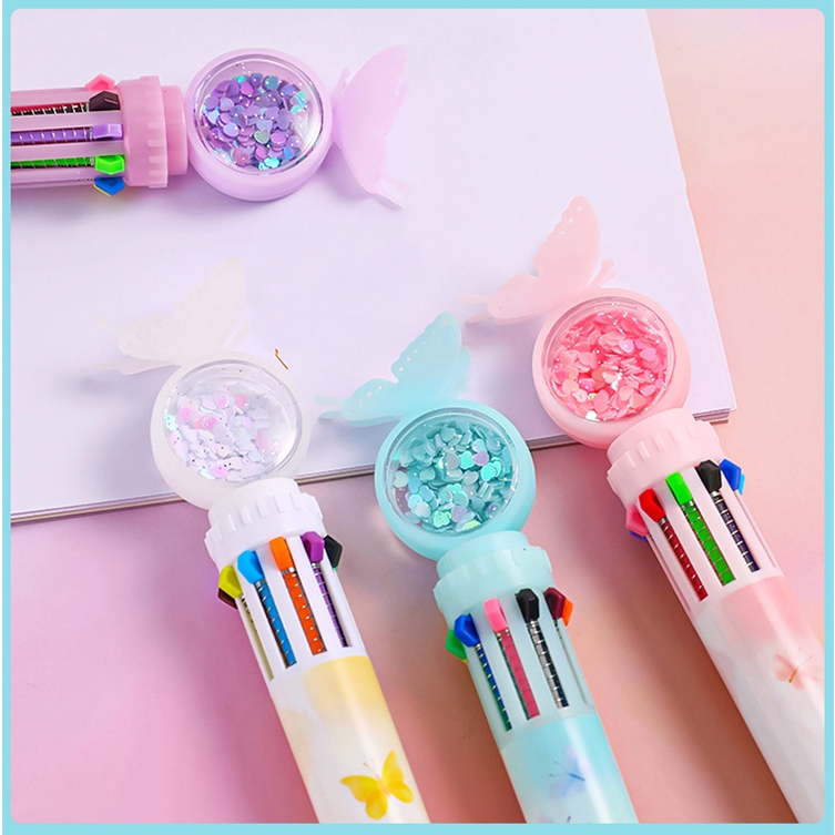 Bút bi cute chủ đề giáng sinh, bút bi nhiều màu dễ thương 10 màu nhiều ngòi đồ dùng học tập văn phòng phẩm