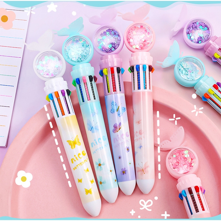 Bút bi cute chủ đề giáng sinh, bút bi nhiều màu dễ thương 10 màu nhiều ngòi đồ dùng học tập văn phòng phẩm