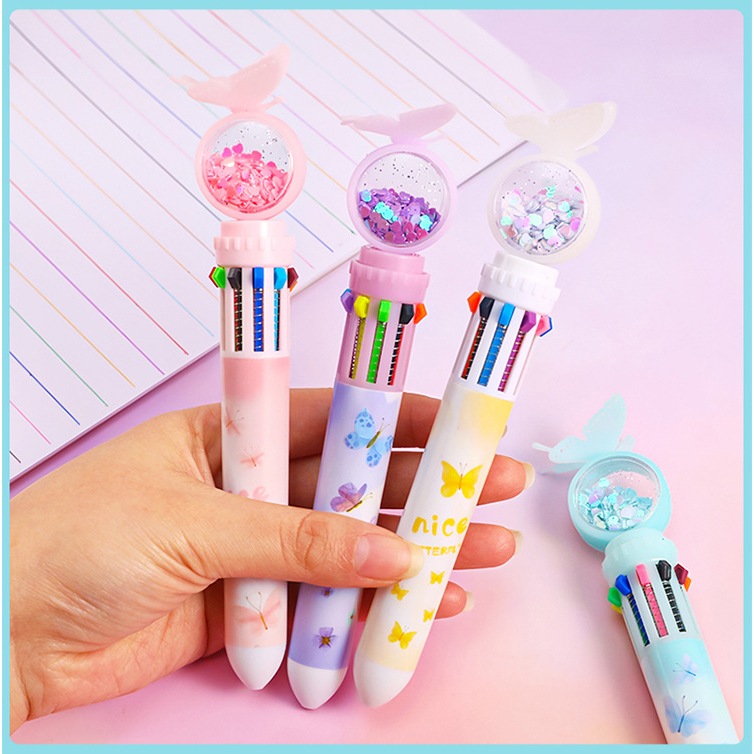 Bút bi cute chủ đề giáng sinh, bút bi nhiều màu dễ thương 10 màu nhiều ngòi đồ dùng học tập văn phòng phẩm