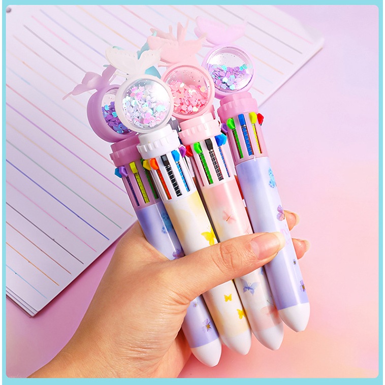Bút bi cute chủ đề giáng sinh, bút bi nhiều màu dễ thương 10 màu nhiều ngòi đồ dùng học tập văn phòng phẩm