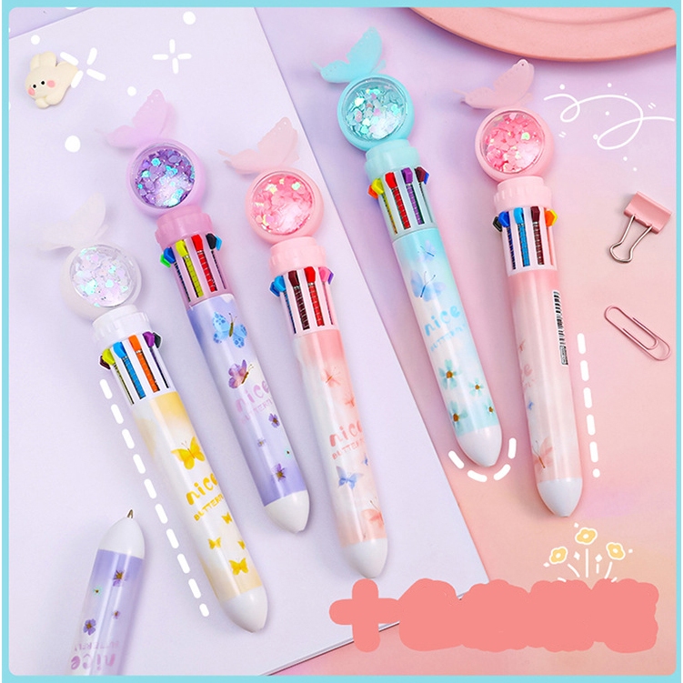 Bút bi cute chủ đề giáng sinh, bút bi nhiều màu dễ thương 10 màu nhiều ngòi đồ dùng học tập văn phòng phẩm