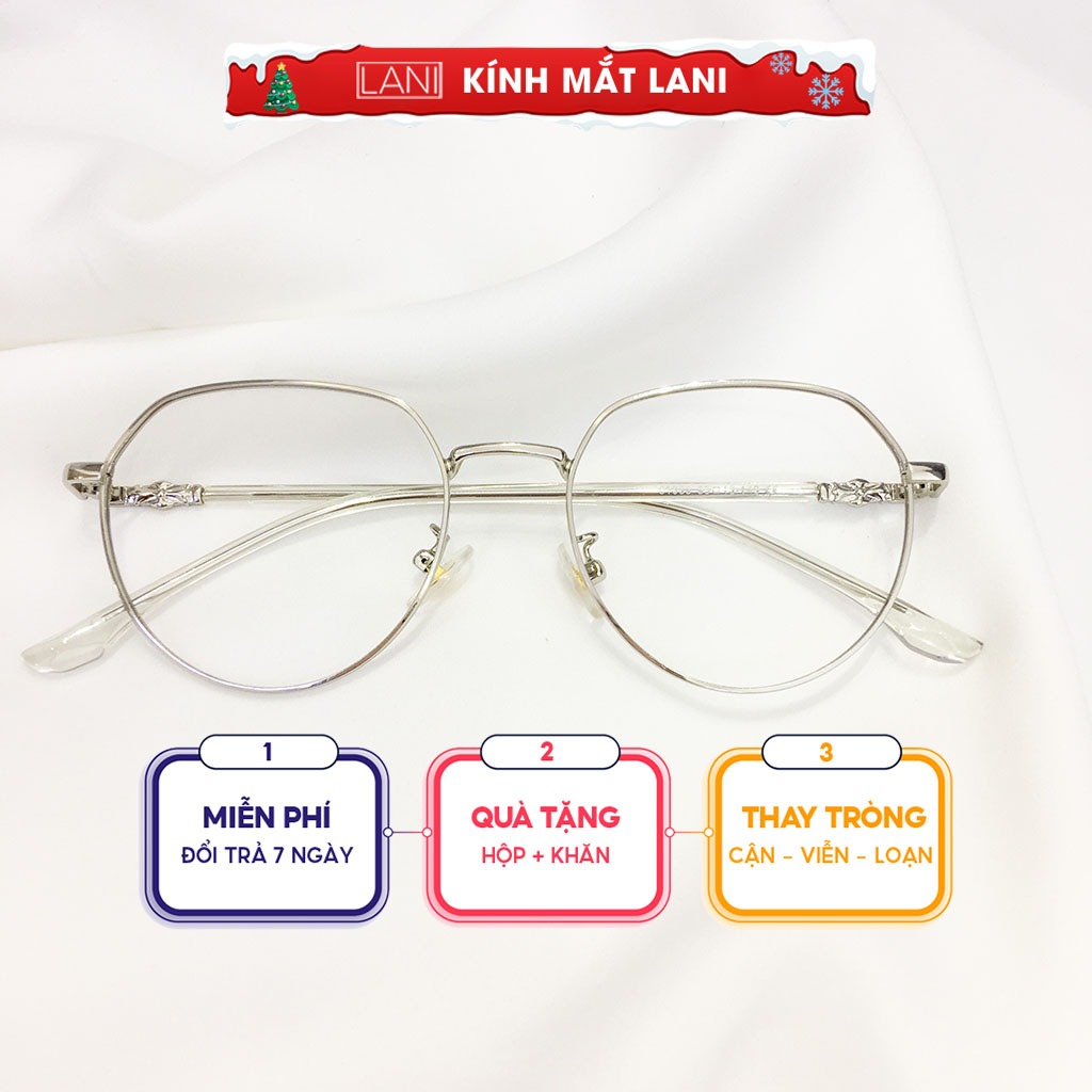 Gọng kính cận nam nữ LANI 61035 kim loại đa giác họa tiết nhiều màu nhận lắp mắt kính có độ theo yêu cầu