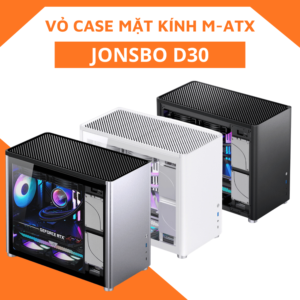 Vỏ case Jonsbo D30 - Vỏ case Mini Tower MATX mặt kính cường lực chính hãng