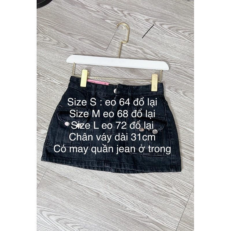 Chân váy jean đen núc kiểu