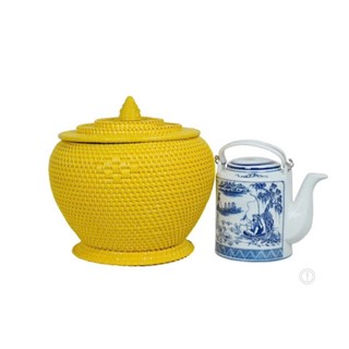 Giỏ ủ ấm trà xanh đan tay thủ công