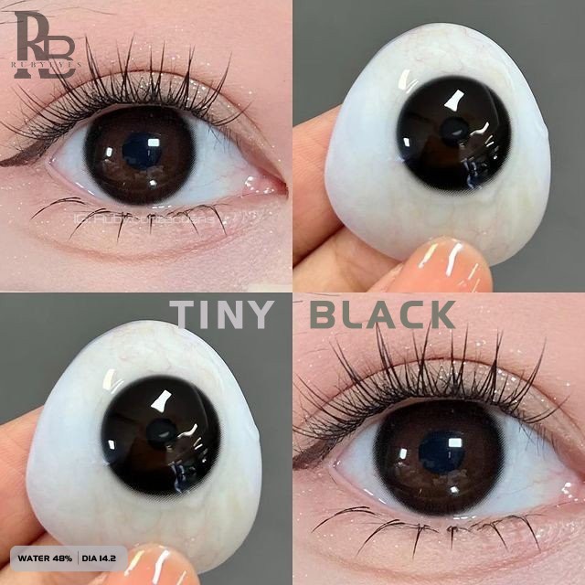 Kính Áp Tròng RUBYEYES Màu Đen Cutie Black Giãn Nhỏ, Lens Mắt Màu Đen 0-5 Độ + Tặng Kèm Khay Gương Dụng Cụ Đeo