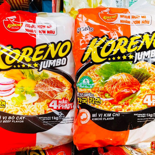 Mì Koreno Jumbo Túi 1 Kg - Hàn Quốc (đủ vị: bò cay, nấm, kim chi, lẩu thái, tôm)
