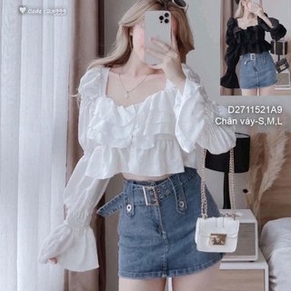 Chân váy jean ngắn kèm dây nịt có lót quần trong hàng đẹp! TOMBI SHOP