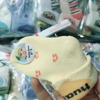 Tất len sơ sinh cổ bẻ cho bé 0-3 tháng in hình ngộ nghĩnh,đáng yêu