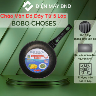 Chảo chống dính 5 lớp BOBO CHOSES - Chảo nhôm đúc vân đá đáy từ dày 3.2mm kích thước 24cm đến 30cm