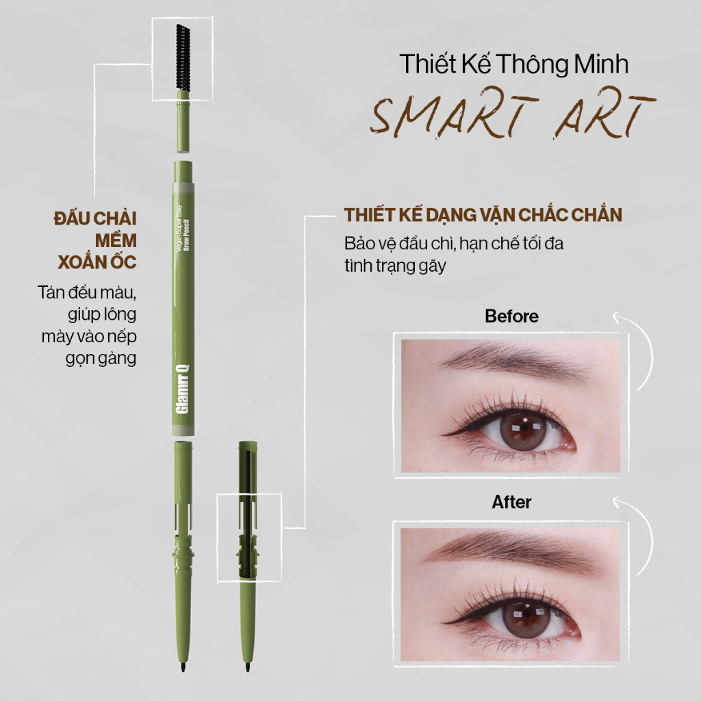 [NEW] Chì Kẻ Mày Glamrr Q Bền Màu Thuần Chay VEGAN SUPER STAY BROW PENCIL (0.08g)