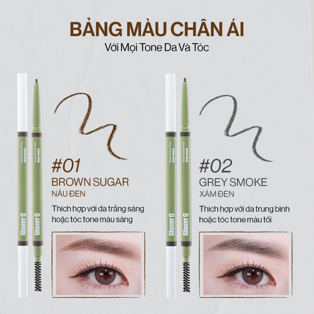 [NEW] Chì Kẻ Mày Glamrr Q Bền Màu Thuần Chay VEGAN SUPER STAY BROW PENCIL (0.08g)