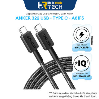 Dây cáp sạc anker 322 usb 2 đầu type-c to type-c nylon cable iii 60w dài 0.9m - a81f5
