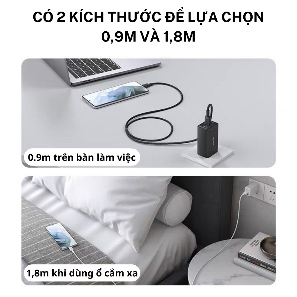 Dây Cáp Sạc ANKER 322 A81F6 USB 2 Đầu Type-C To Type-C Nylon Cable III 60W Dài 1.8m