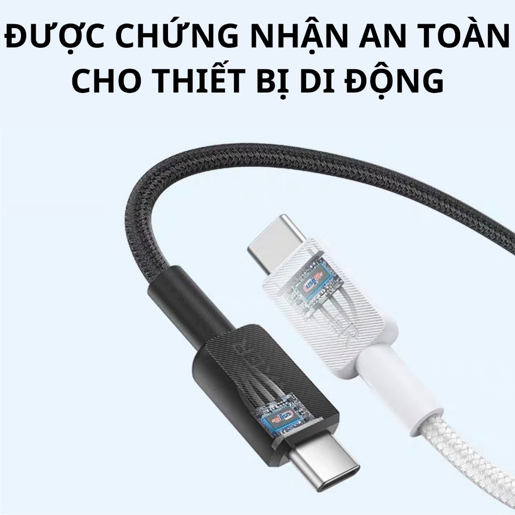Dây Cáp Sạc ANKER 322 A81F6 USB 2 Đầu Type-C To Type-C Nylon Cable III 60W Dài 1.8m