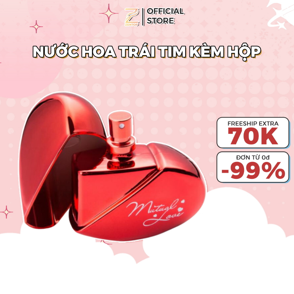 Nước hoa Matual Love nam nữ hương thơm quyến rũ hình trái tim cho người yêu và crush Zentop