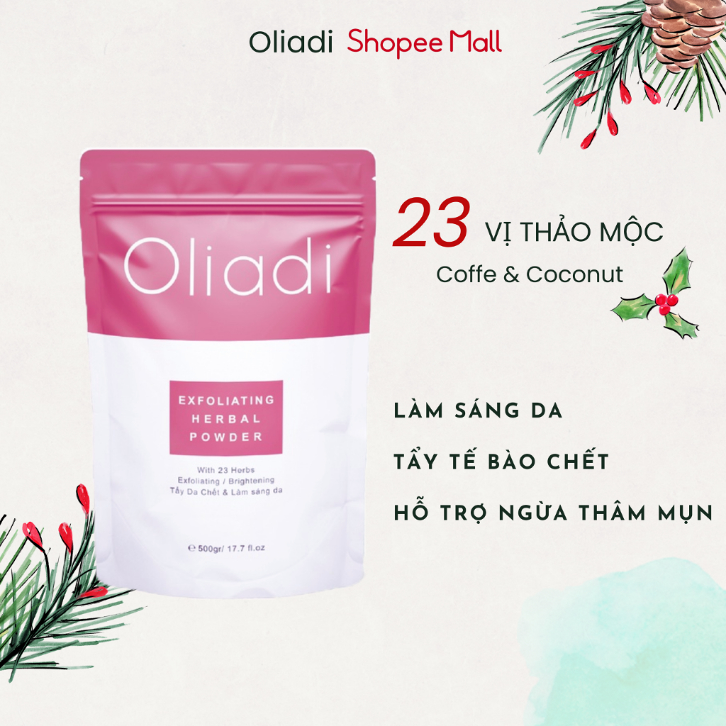 Bột Tẩy Tế Bào Chết Cà Phê & Dừa Thảo Mộc 23 Vị Oliadi 500gr - Sạch Da Dưỡng Sáng Toàn Thân