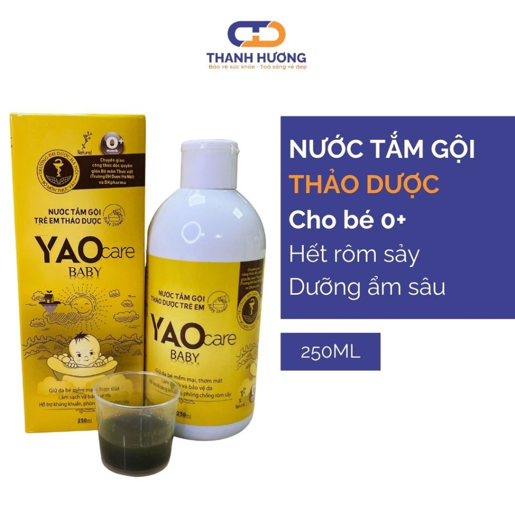Nước tắm gội thảo dược YAOCARE BABY chống rôm sảy, hăm tã an toàn cho trẻ sơ sinh