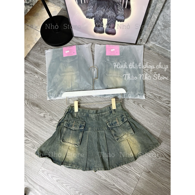 Chân váy jean xoè kéo khóa bên hông