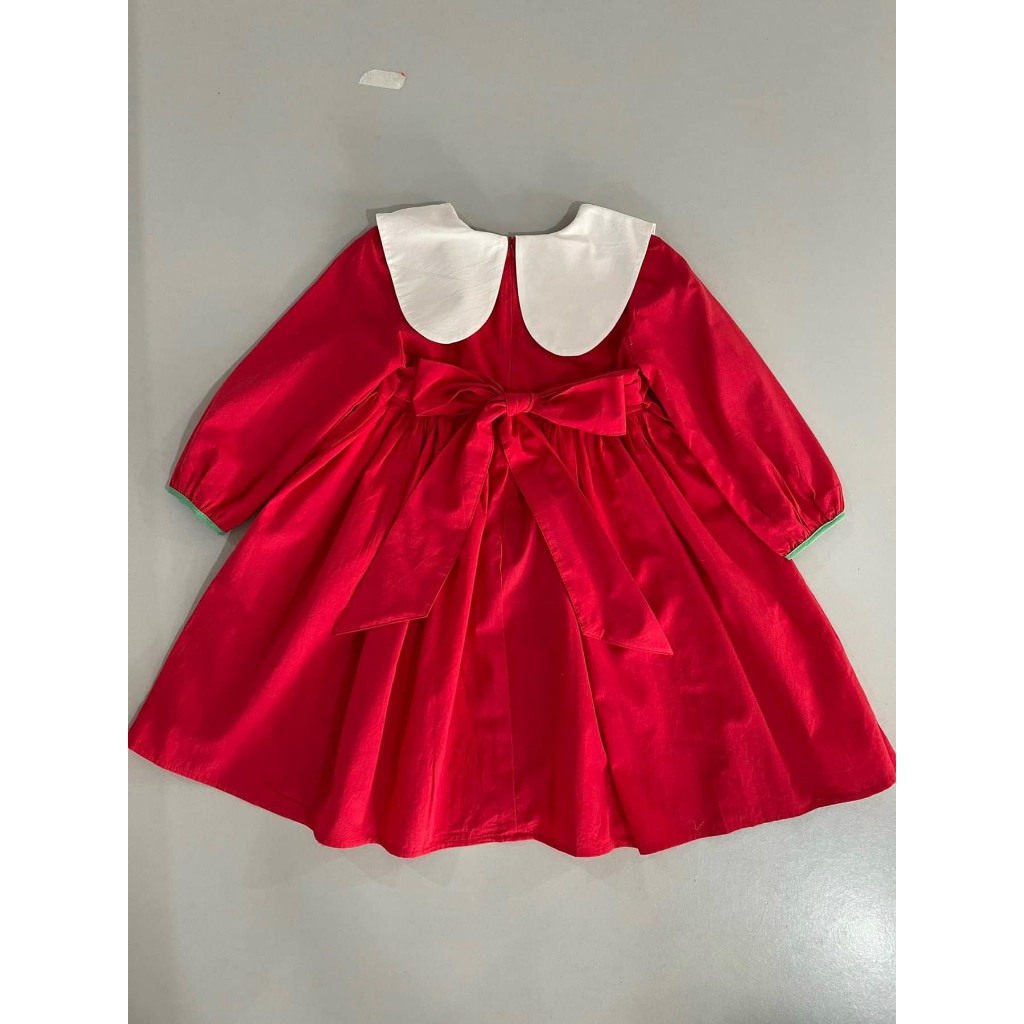 Váy thêu hoa thiết kế nơ bé gái