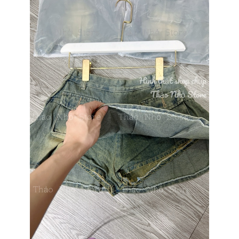 Chân váy jean xoè kéo khóa bên hông