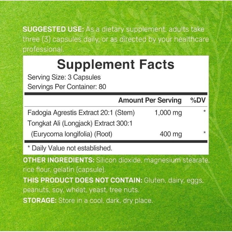 Viên Fadogia Agrestis 1000mg Tongkat Ali Long Jack 400mg Tăng Cường Sinh Lý Nam, Bổ Thận, Chống Lão Hóa Deal