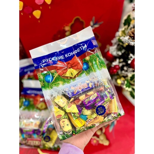 Kẹo Socola Nga Mix 8 Vị Nguyên Chất Gói 450gr hàng Nga Chính Hãng