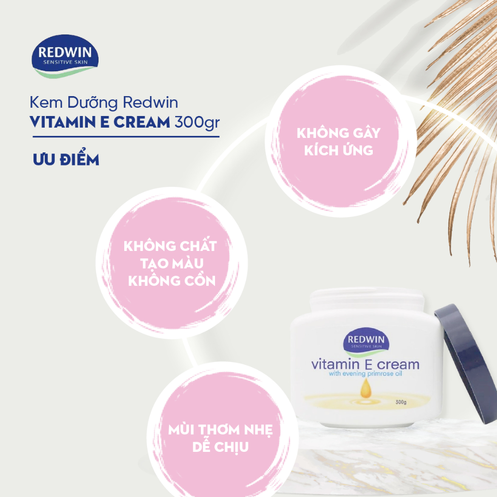 Kem dưỡng ẩm Redwin Vitamin E Cream 300g Úc nuôi dưỡng da luôn ẩm mướt, mịn màng, phục hồi và bảo vệ làn da
