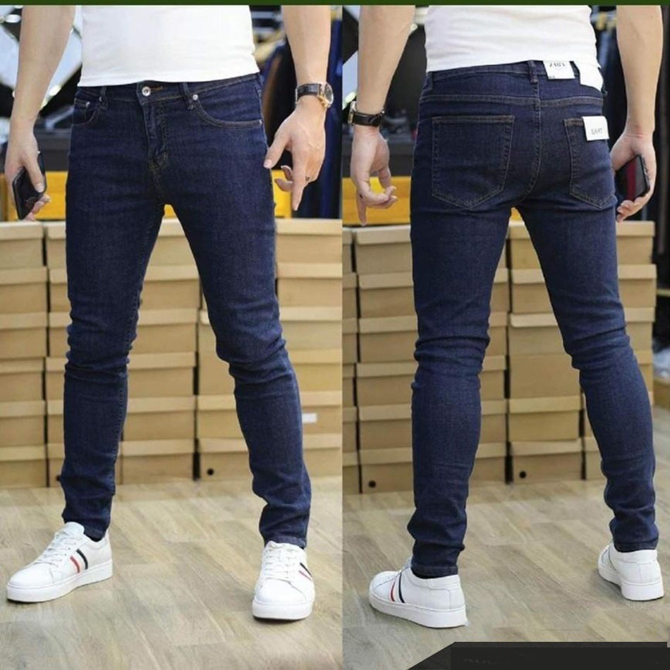 Quần jean nam dài, quần bò nam màu xanh đậm cá tính chất co dãn thoải mái hàng y hình