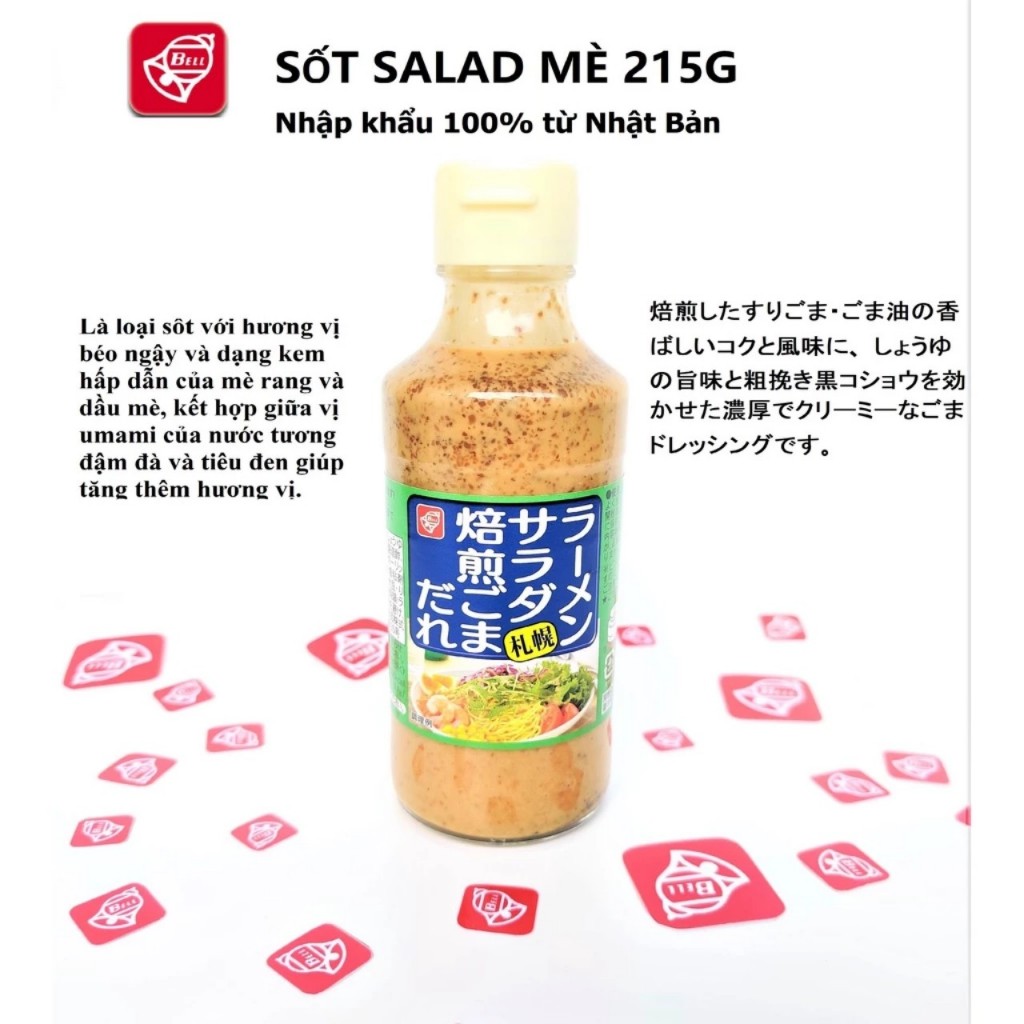 Sốt salad mè rang nhập khẩu từ Nhật Bản dùng ăn salad eatclean healthy chai 215gr