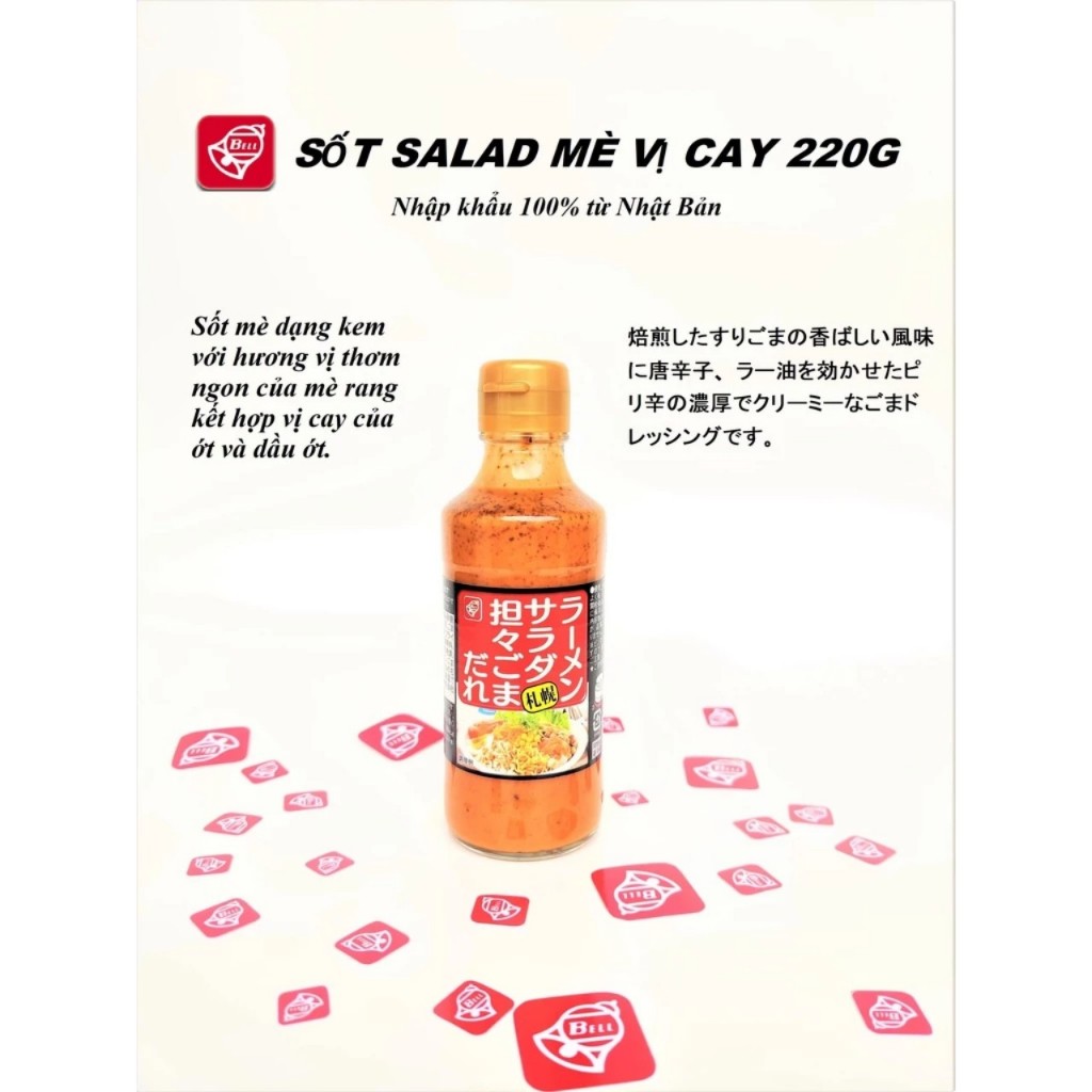 Sốt salad mè rang nhập khẩu từ Nhật Bản dùng ăn salad eatclean healthy chai 215gr