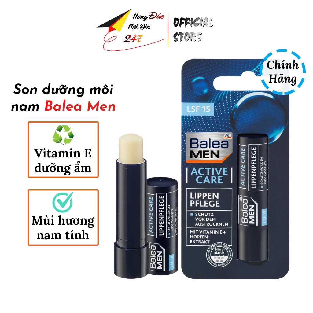 Son dưỡng môi nam BALEA Men dưỡng ẩm, son môi nam chống nẻ mùi hương nam tính