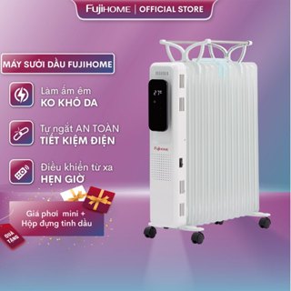 Máy sưởi dầu Nhật Bản nhâp khẩu không khô da Fujihome 13 thanh sưởi điều khiển từ xa, tự ngắt an toàn tiết kiệm điện