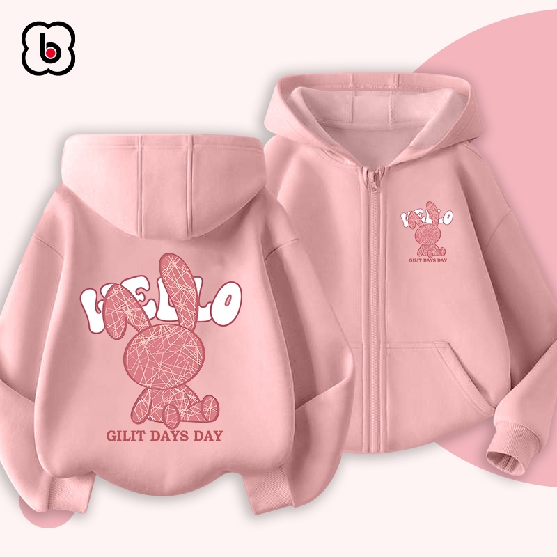 Áo khoác nỉ bông cho bé BabyloveGO 2024 áo hoodie in hình độc đáo có mũ và khóa kéo tiện dụng AK-RB62