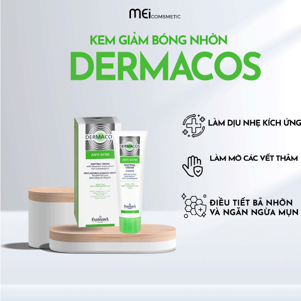Kem Dưỡng Dermacos Anti Acne Matting Cream 50ml Dưỡng Da Kiềm Dầu Giảm Bóng Nhờn, Ngừa Mụn