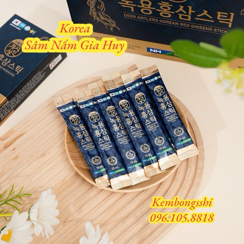 Nước Hồng Sâm Nhung Hươu NONGHUYP Hàn Quốc, Hộp Xanh Than 30 Gói x 10ml