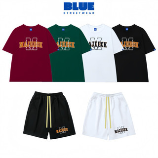 Bộ Đồ Nam Gồm Quần Short Và Áo Thun Cotton Form Rộng Majeeck Blue Streetwear SET05