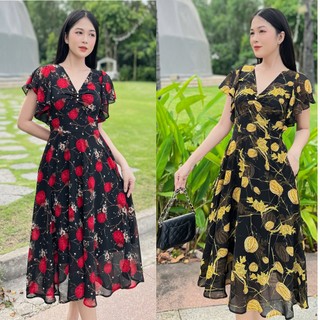 Đầm xòe họa tiết lạ mắt d106 - khánh linh style - lady fashion