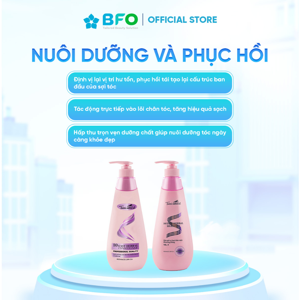 Dầu Gội - Kem Xả 10 Loại Thảo Dược Phương Đông Tami Natural 600ml