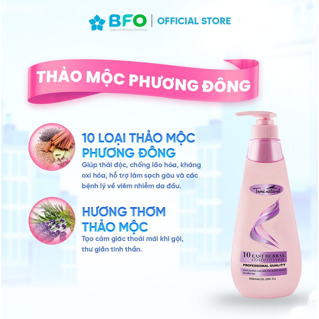 Combo bộ đôi ngăn ngừa rụng tóc dầu gội & kem xả Tami Natural từ 10 loại thảo dược Phương Đông - 600ml